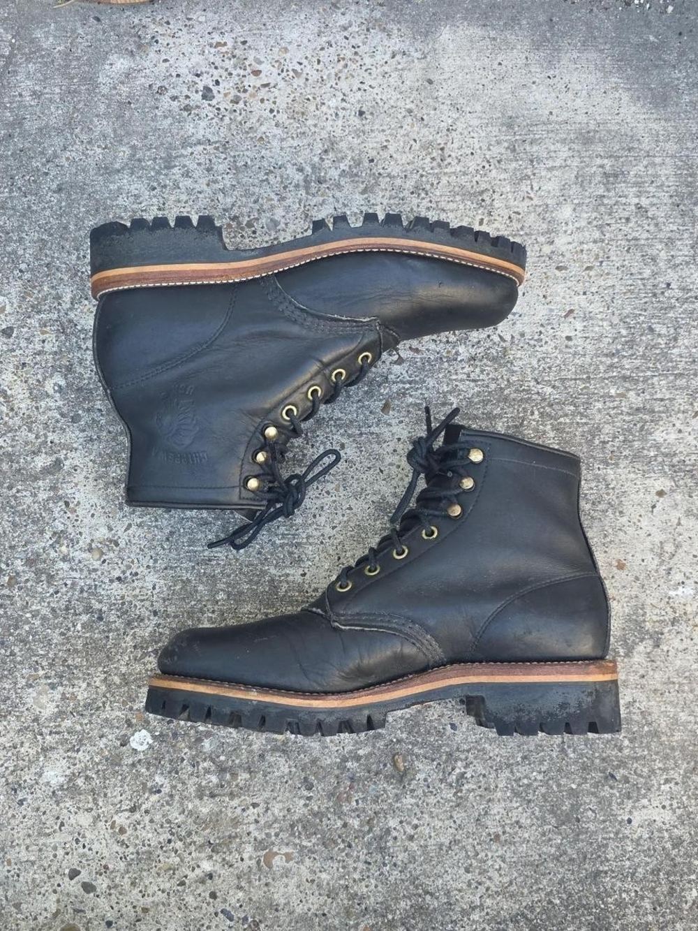 Black Leather Chippewa Boots Women's Size 9
